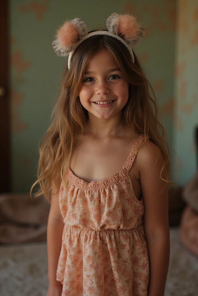 [(An adorable smiling brunette girl :1.2)(Small and tender baby)(Clear Skin)(happy)][(wearing a costume inspired by &#39;Minnie&#39;) , illustration  , clean background], in a little red dress with white polka dots and a bow in her hair, whole body, wear a black shoe
