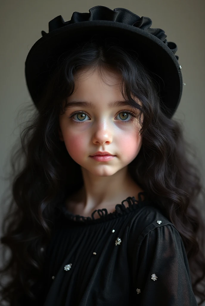Uma menina 10 anos com longos cabelos loiros e olhos verdes, Alone showing off in a Gothic-style photo, de uniforme com mini saia escolar.