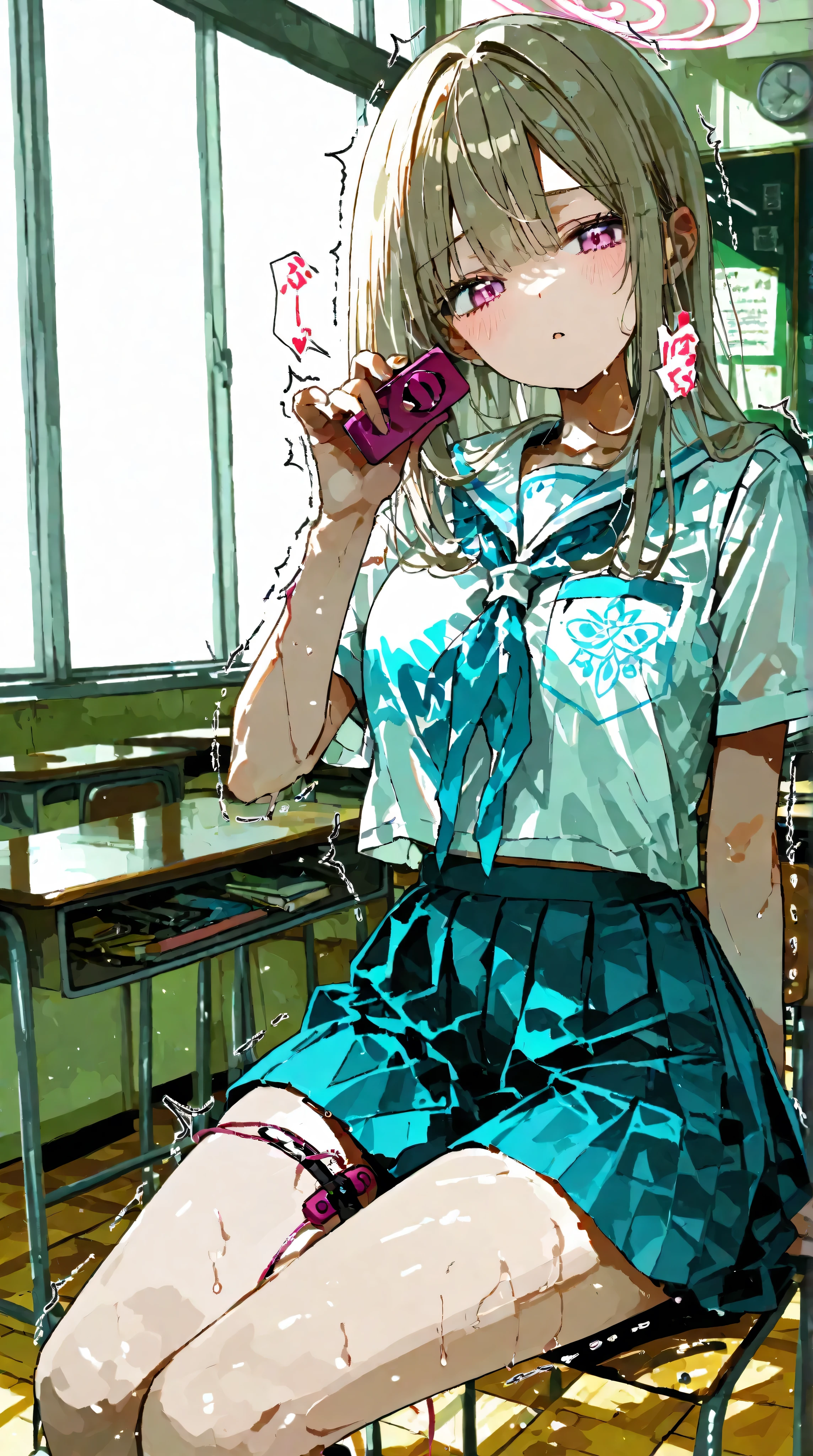 student、summer、classroom、remote vibrate、Shaking Girl