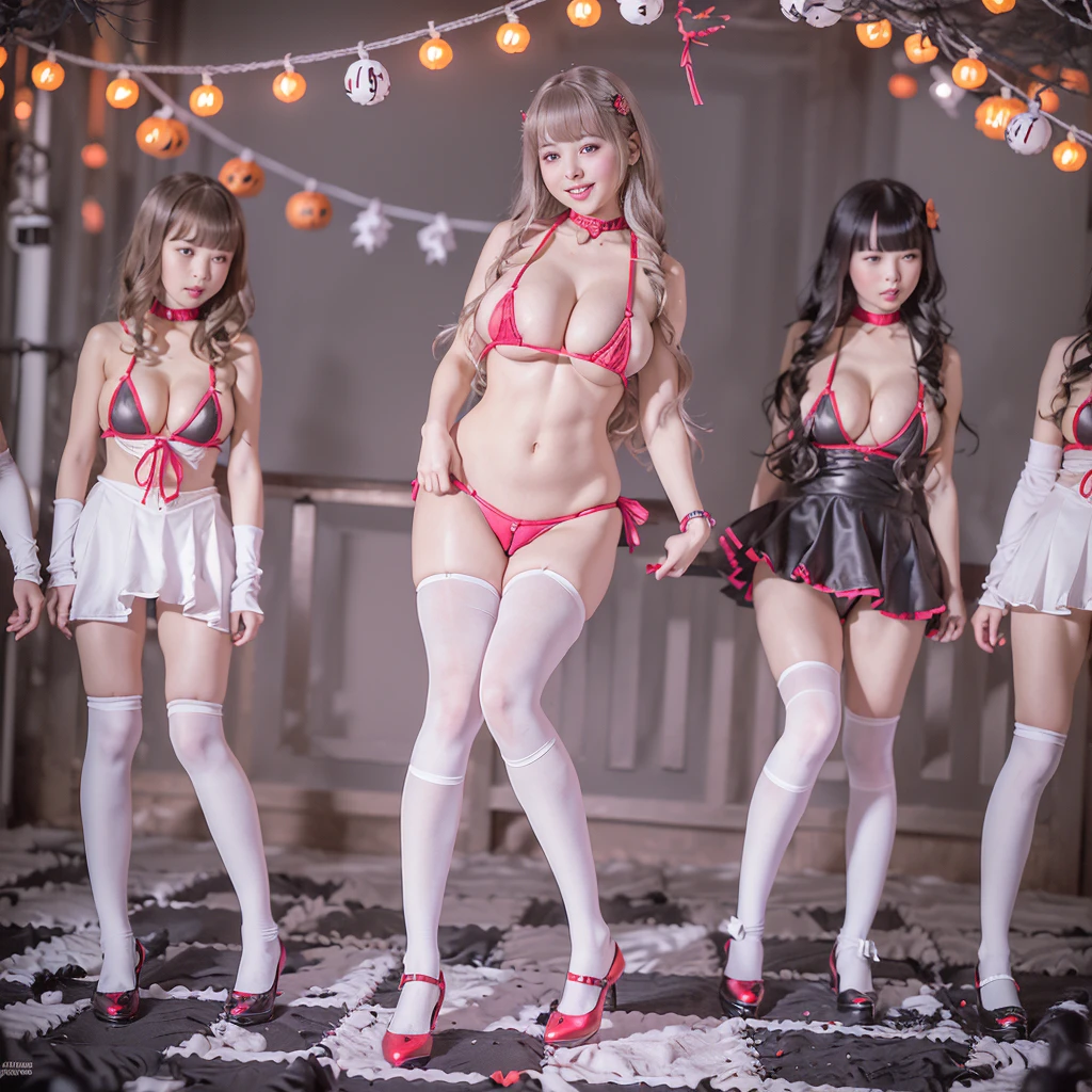 masterpiece, ((Highest quality, Detailed and realistic 3D))、Idol Concert、Concert Stage、(3 人のcute裸の女の子、cute:1.3、smile、sing、Mr.々Hair style、pubic hair、、Open Stance:1.2)、(((Full nudity、Pussy)))、(Realistic and detailed skin texture、Big beautiful eyes、Ribbon Hairband、Idol Costumes、Ultra mini skirt)、((The characters are unique、Mr.々Hair style