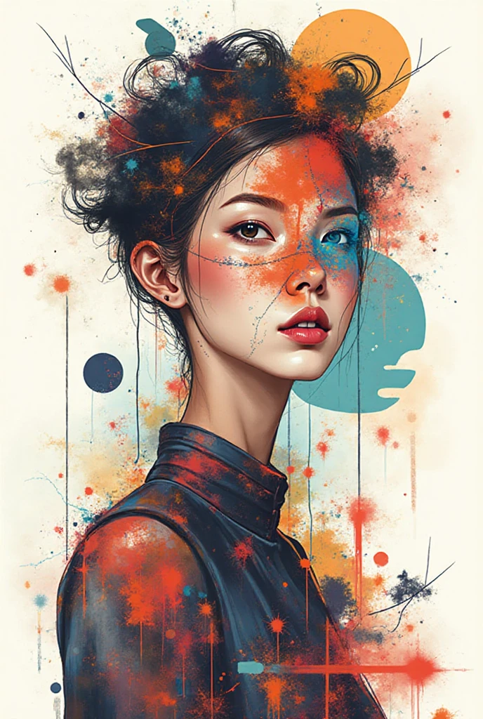 (( full color:2.4))、 full body esbian 、 the mental world of a mentally ill person 、 cute girl、 official、​masterpiece、 beautiful face、 high contrast、From an artistic angle、Awareness-raising、 delicate color、 profile、 delicate color、Post-Grunge、 concept art 、  paint splatter、 complicated details、Highly detailed eye 、 Trending at Art Station、 Jothan Gonzalez and Rop、 James Jean 、Victon Gai、 David Laban 、 Mike Mignola 、Loved by Lauri Lee 、 illustration inspired by Mevius's paintings、、an ink drawing inspired by jean メビウス giraud,