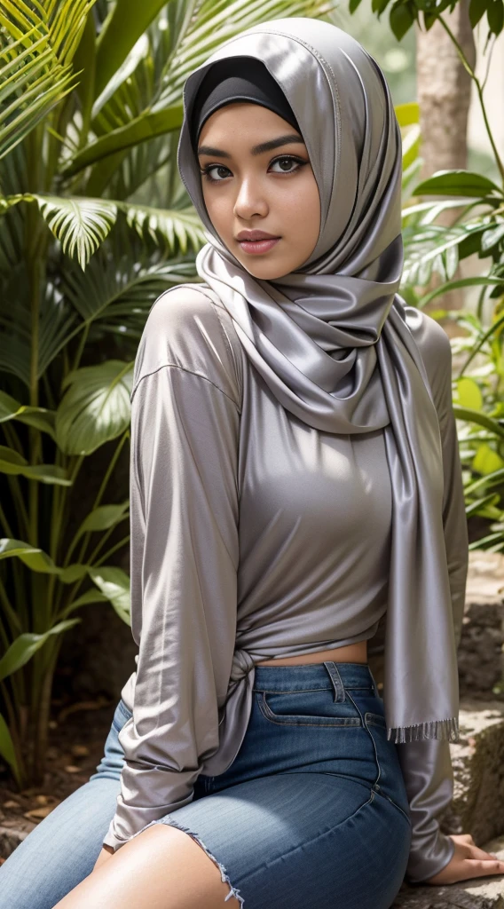 RAW, Best quality, high resolution, masterpiece: 1.3), beautiful Malay woman (iu:0.8), perfect nose,perfect lips, perfect eyes, detail :1.2),((big breast)),1 Malay girl,full body image detail, watery eyes, RAW, Best quality, high resolution, masterpiece: 1.3),big breast, perfect nose,perfect lips, perfect eyes, detail :1.2), soft smile, RAW, Best quality, high resolution, works: 1.3), beautiful Malay woman in hijab (iu:0.8)1Beautiful Malay woman,beautiful face, watery eyes, perfect lips, big eyes, big breasts, woman in brown shirt and long plizket walking down aisle , wearing a jacket around the waist, wearing casual clothes, white hijab, casual clothing style, wearing elegant casual clothes, wearing beautiful clothes, casual pose, with beautiful appearance, modern casual clothes, simple clothes, modern casual clothes, simple style, waist narrow, round buttocks, thick thighs, wearing a long plizkit skirt, wearing a blouse,full body