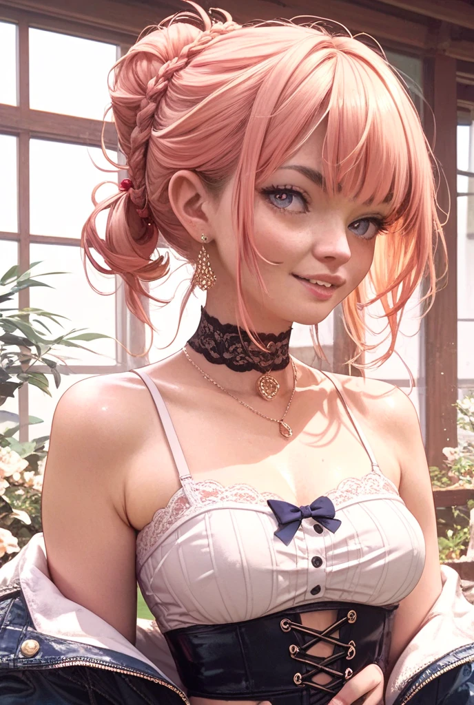 (Masterpiece, BestQuality:1.3), (ultra detailed:1.2), (hyperrealistic:1.3), (RAW photo:1.2), High detail RAW color photo, professional photograph, (Photorealistic:1.4), (realistic:1.4), professional lighting, perfect , (Big Breasts:1.2), (blush, detailed face), (cheerful Smile:1.5), Trending Hair&Trending Hairカラーをランダムに, earrings, necklace, bracelet, sexly,  sexly, Random sexy gravure poses, (A beautiful woman with pink hair wearing a pink dress、Smiling and posing sexily while praying in an old church on the beach。:1.3)