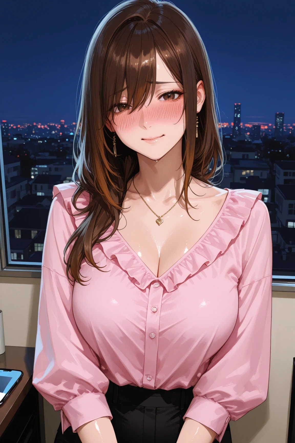 (Night:1.7), Japan, Tokyo, CityView, Before Window, a room with a microwave and cabinets in it,
Standing at attention,
red apron,pink pants, pink shirt,
<lora:Takatanagi_Utano_mother_in_law-KK77-V3:0.7>,collarbone,earrings, jewelry,necklace,
bangs, brown eyes, brown hair,
1 girl, 24yo,mature female,Beautiful Finger,Beautiful long legs,Beautiful body,Beautiful Nose,Beautiful character design, perfect eyes, perfect face,
looking at viewer, in the center of the image,
NSFW,official art,extremely detailed CG unity 8k wallpaper, perfect lighting,Colorful, Bright_Front_face_Lighting,
(masterpiece:1.0),(best_quality:1.0), ultra high res,4K,ultra-detailed,
photography, 8K, HDR, highres, absurdres:1.2, Kodak portra 400, film grain, blurry background, bokeh:1.2, lens flare, (vibrant_color:1.2)
(Beautiful,large_Breasts:1.4), (beautiful_face:1.5),(narrow_waist),