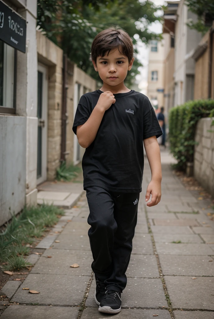 Beautiful 10 year old boy walking
