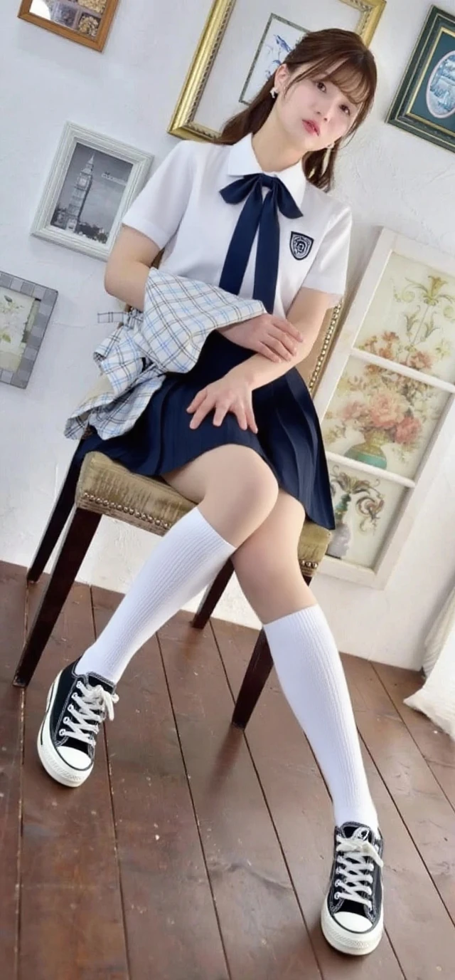 Raw photo、32K、8k 、There is a woman sitting at the table with her legs apart, Cute Schoolgirl, Black hair twintails、red lace transparent panties、of a schoolgirl posing, a hyperrealistic schoolgirl, a hyperrealistic schoolgirl, dressed as schoolgirl, Realistic Schoolgirl, japanese girl school uniform, Japan school uniform, wearing japanese school uniform, School Girl, Young Pretty Gravure Idol, Realistic Young Gravure Idol