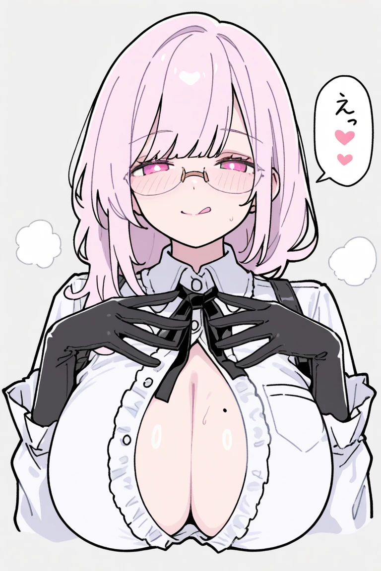 1 adult anime girl, adult face, glasses, bright colors, Rich colors, Studio light, perfect figure (90/60/90), revealing pose, naked breasts, nipples visible, Sexy tight bunny outfit, black tights, clothes tight to the body vagina, embarrassed face, random pose, nature background, Medium breasts, hands pressing breasts, breasts sticking out, perspective, top view
