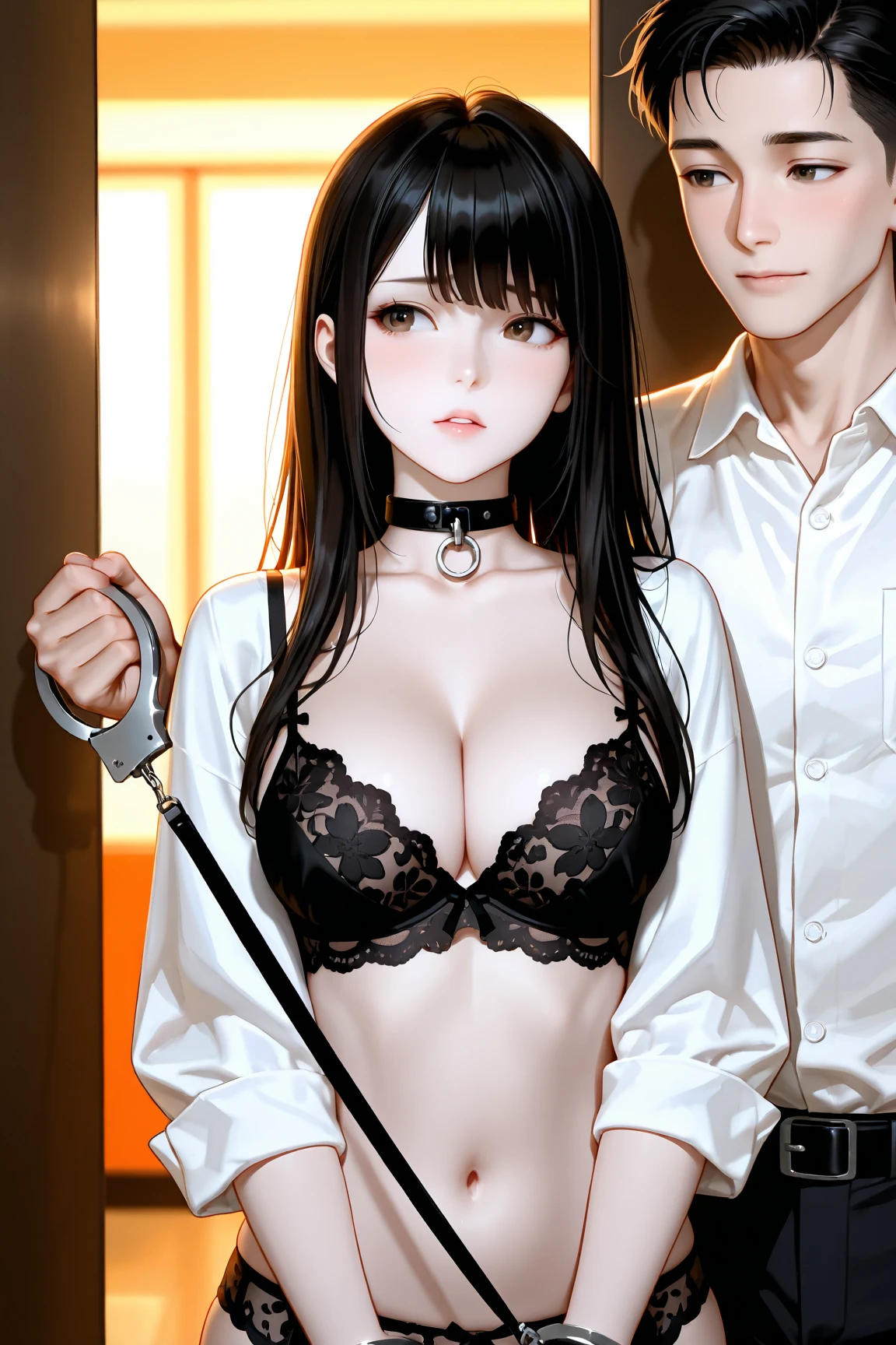 Masterpiece, dynamic composition, ((2 females)), queen dominating her maid, queen standing above her maid, queen tying up her maid, maid tied by queen, (queen masturbating, licking fingers, standing before her, lingerie underwear, high heels), (maid kneeling, fingering her, scared, bdsm, bound, bondage, tied up), shibary, orgasm, ecstatic expression, beautiful bodies, dynamic shot, dark, low light, cold blue light, high contrast,