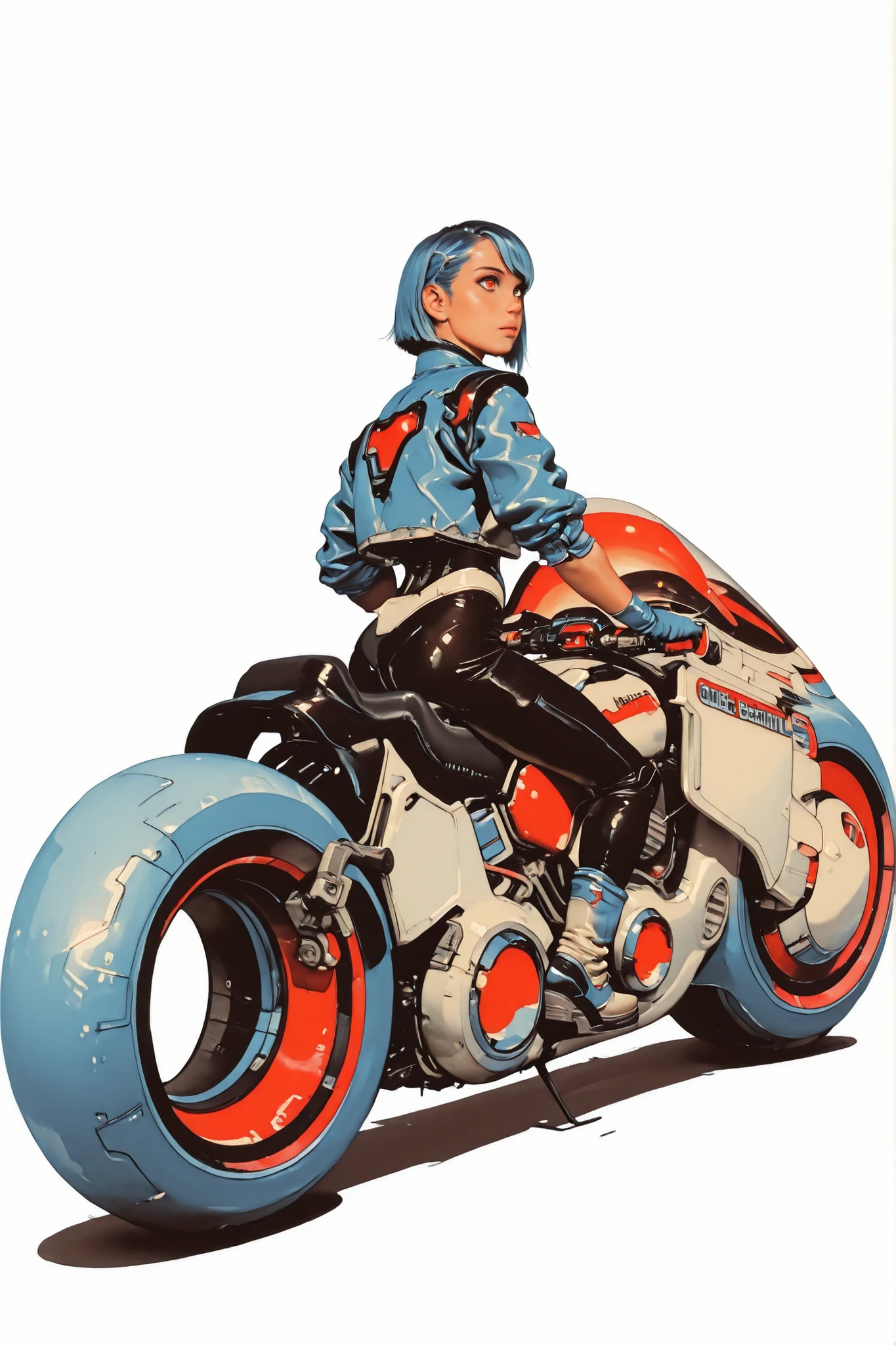 TRON,@k1r@,(masterpeace), high quality, (whole body:1.5),(Line Art: 1.5), ((sci-fi comic style)), ((monochrome)), simple background, europian comic, single shot, side shot,
BREAK
A young android girl, very cute girl, (cyberpunk: 1.3), (high detail mechanic style), riding on a motorcycle, (metalic body), powered arms,
BREAK
(beautiful face: 1.5), (realistic face: 1.0), big eyes, (blue hair: 1.5), short hair, swept bangs, slim body, cyber body,
BREAK
anatomically correct, biologically accurate, normal number of fingers, natural limbs, well-proportioned body, best quality, 8k, HD