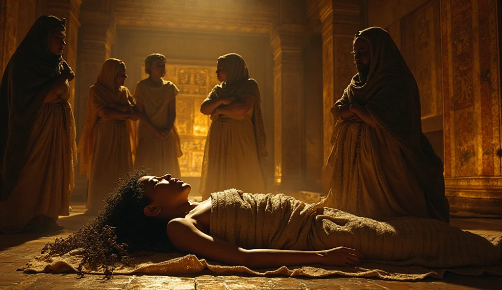 An ancient Egyptian family, mourning a loved one, ancient Egypt - SeaArt AI