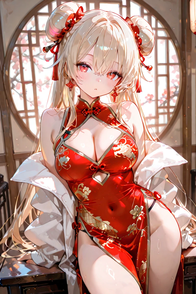 <lora:OutfitTsubakiBreastCurtainRedSkirt:0.9>,
1girl,solo,blonde hair,blue eyes, very long hair, large breasts, red sailor collar, breast curtain, red skirt, elbow gloves, outfit-tsubaki,
standing,cowboy shot, indoors,bedroom,