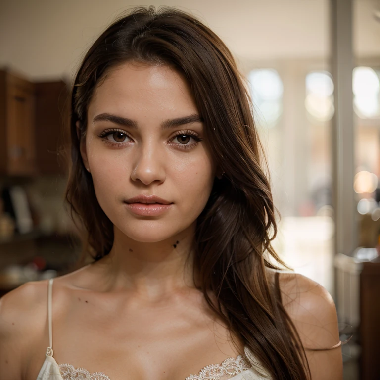 beautiful 18-year-old white woman with black hair and blue eyes, pale skin, on the bed, wearing red , very detailed, innocent face, natural wavy hair, blue eyes, high resolution, masterpiece, best quality, intricate details, highly detailed, sharp focus, detailed skin, realistic skin texture, texture, detailed eyes, professional, 4k, charming smile, shot on Canon, 85mm, shallow depth of field, kodak vision color, perfect fit body, extremely detailed, foto_\(ultra\), photorealistic, realistic, post-processing, maximum detail, roughness, real life, ultra realistic, photorealism, photography, 8k uhd, photography