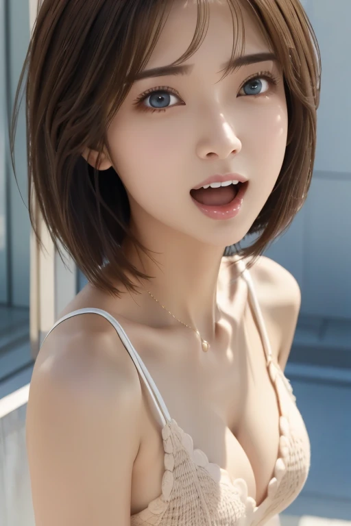 NSFW,highest quality,excellent details,ultra high resolution,1 girl, bob hair, smile,teeth,looking at camera,17 years old, actress,Gravure photography
