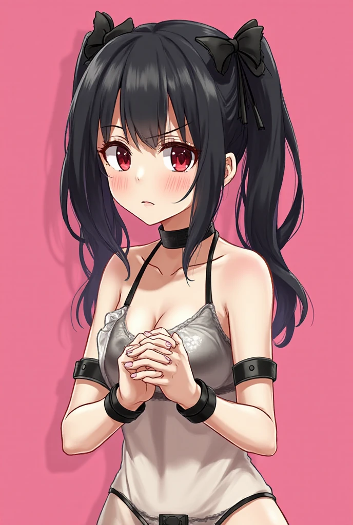 (absurdres, 8k, 4k, masterpiece, hyper extreme detailed:1.2), solo, 1girl, front view, perfect face, 1girl, portrait, expressive eyes, solo, standing, Female, perfect hands, pale skin, friendly, excited, punk rock, Long Hair, Multicolored Hair, black choker, black lipstick, Piercings, Ear Piercings, Nose Piercings, medium Bust, smile, half body, perfect anatomy, hands in pockets, anatomically correct, cowboy shot, no background, empty background, covered chest, white background, exposed shoulder, bound, bondage, (arms behind back:1.4), bdsm, tape gag, tape, tape bondage, restrained, tape wrapped, wrap gag, bondage, taped wrists, taped breasts, taped mouth, taped elbows, taped forearms, standing up, 1girl, cleavage, black hair,
