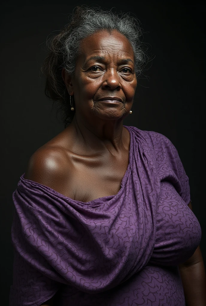 Aminata , (60 years old), (ugly_face:1.4), 1girl, solo, old aged, (((Ebony old woman))), Nigerian, (old woman), wrinkles, (chubby), (cranky hair), smiling, ((wide shot)), ((nude and naked)), indoor, sensual