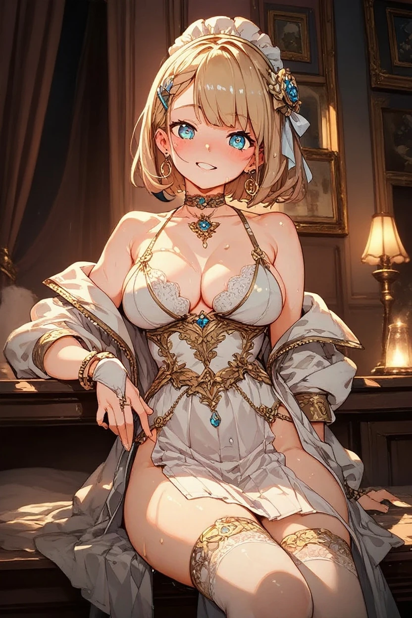 Cute girl, queen, crown, gold, Queen clothes, full body, Golden clothes, grown girl, big girl, adult girl, sexy, sexy body, short hair