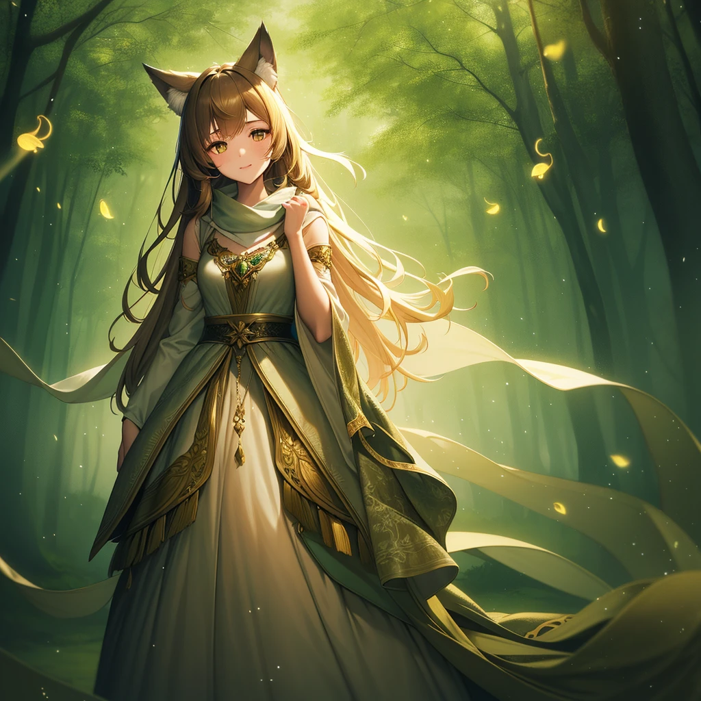 ((Highest quality,8K，Absurd Resolution，16K, masterpiece: 1.3))professional, 4K resolution, With ears and a foxtail tail.，Attractive girl，In the middle of the forest, Every element is perfectly expressed，Detailed texture, Ears and tail are highly palpable，The sunlight falls on the leaves、The girl's face is gently illuminated, Delicate and attractive look，Wearing a futuristic sword and Petra costume、Anime-style samurai girl with purple eyes and black hair wearing a cloak, 都市Anime Style，Scarlet Nexus, Grand Possession, Azure Dragon type power activation，8K Ultra HD, HDR，Unique Design，One and only，A magnificent composition，One Scene，Anime Style，Studio Lighting，Ultra Wide Angle，Original elements，Full body description，Dynamic Angles，Symbolism，Dynamic Lighting，Professional Color Grading，original，Extreme detail，Glow effect