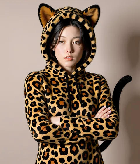 Bộ jumpsuit hoa văn báo đốm hấp dẫn