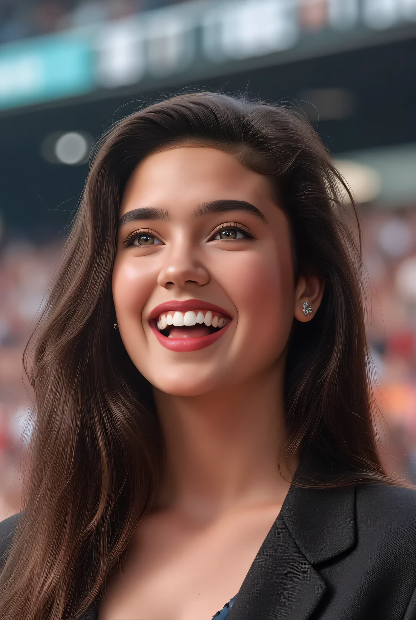  realistic images  、     in the seat ,  人混みの中でもひときわDefend his dignity美しい表情の美しい女の子 。  Jennifer Connelly ,   is a girl who jumps enthusiastically while cheering in A beautiful European photo platform 、   beautiful face that shines   、   I encourage the shiny long straight hair  ., (   The girl is photographed from the front   ) 、A close-up of the girls' faces 、  プロ野球の realistic imagesスタジアム   。   . The first game to determine the winner of this year    、 Defend his dignity。    I encourage 、 I encourage the opposing team's slugger  , So there is one beautiful girl ,Defend his dignity from the crowd cheering on the 、    I encourage    。     look at the ground side   。  They are excited and sweaty   、    Her skin and hair shine with sweat    。 Masterpieces,     high image The quality of   ,   precise,  high image  The quality of  model , high  The quality of ,   retina ,    Textured skin,   ultra  high image The quality of ,    非常に requiresです  ,  The quality of , High   requires,    requires, 最high  The quality of ,   precise,     has received many awards   , 
