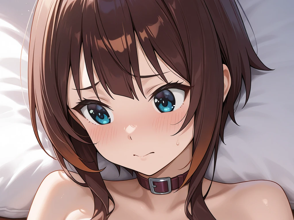 {{{nsfw}}}, {{{masterpiece}}}, {{{best quality}}}, {{ultra-detailed}}, {illustration}, {{an extremely delicate and beautiful}}, 1girl, (resna, brown hair, braid, blue eyes, medium breasts, slim body, 17 years old), (nude, neked:1.3), blush, shy, on bed, (lying, on back), pov, upper body, orgasm, steaming, blush, cry, selfie,