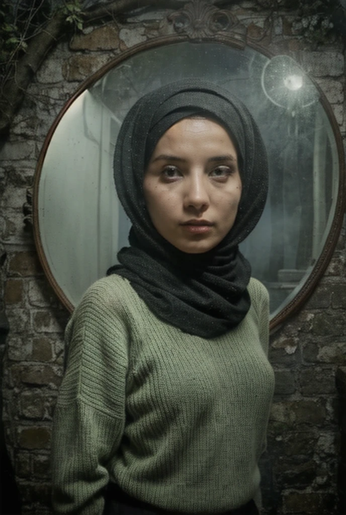 Slim fit weak Very Pale skin black eyebrows kurdish glasses teen in hijab  shoulder  arm breasts  puking vomiting in bathroom 