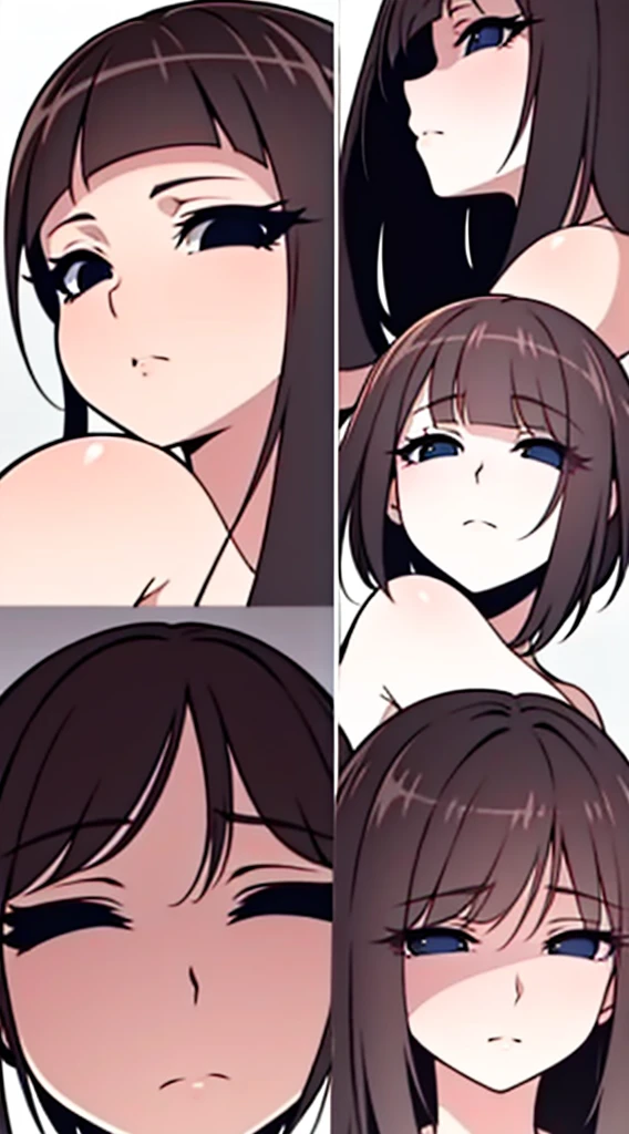 (masterpiece:1.2),(anime)、1 cute girl、((Full nudity))、Black Hair、Blunt bangs、Straight Hair、smile、Large Breasts、((Open your mouth wide and stick out your tongue、Drooling))、(Kneeling)、From the side、To look up at the man、Blowjob、penis、男性のpenisを舐める、Semen on the face、Hearts float、Embarrassing、Ecstasy face、Sweat、Cumshot、Semen splatters