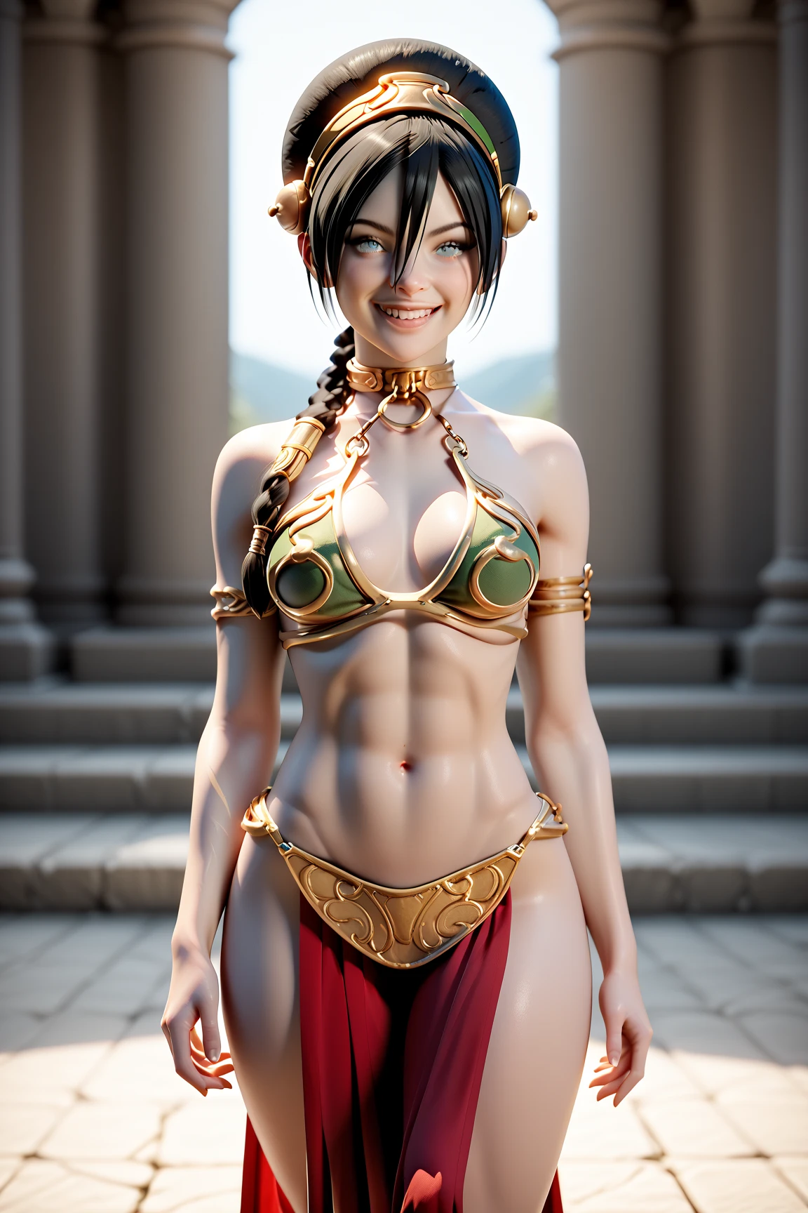straight-on,pose,looking at viewer,solo, BREAK,
CONCEPT_princess_leia_gold_bikini_ownwaifu,www.ownwaifu.com,
pelvic curtain,cleavage,loincloth,armlet,bikini armor,collar,bracelet,bikini,gold chain,cosplay,alternate costume,
<lora:CONCEPT_princess_leia_gold_bikini_ownwaifu:0.6>, BREAK, official art,extremely detailed CG unity 8k wallpaper, perfect lighting,Colorful, Bright_Front_face_Lighting,shiny skin, (masterpiece:1.0),(best_quality:1.0), ultra high res,4K,ultra-detailed, photography, 8K, HDR, highres, (absurdres:1.2), Kodak portra 400, film grain, blurry background,(vibrant_color:1.2),professional photograph,