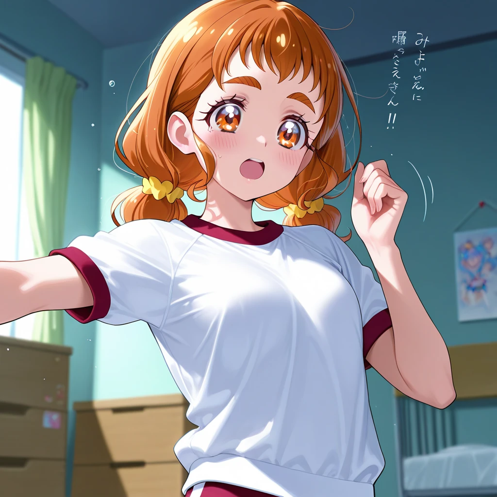 masterpiece, best quality,1girl,ultra detail, iyona, <lora:Kawai_Iyona:0.7>blush,middle breasts,cleavage,white Gym suit,short pants,sweat,volleyball court,dynamic pose,wet,indoor,navel