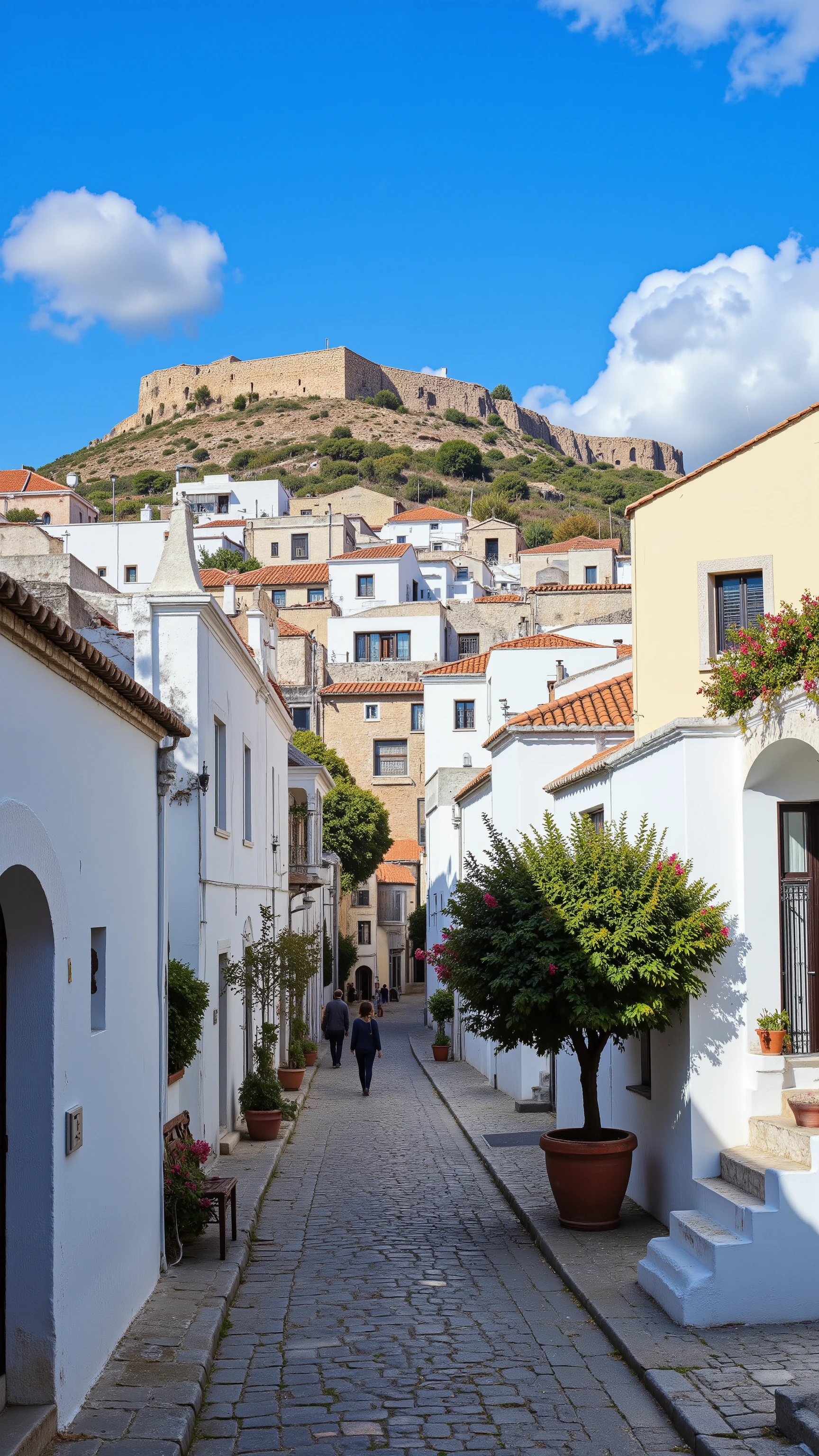 highdefinition image、The largest island in the Greek Dodecanese Archipelago、The beauty of Rhodes。has ancient walls and cobblestone roads on top of a hill、Medieval Old Town, a UNESCO World Heritage Site、white house々and the beautiful contrast between the sea、上空から観た景色、