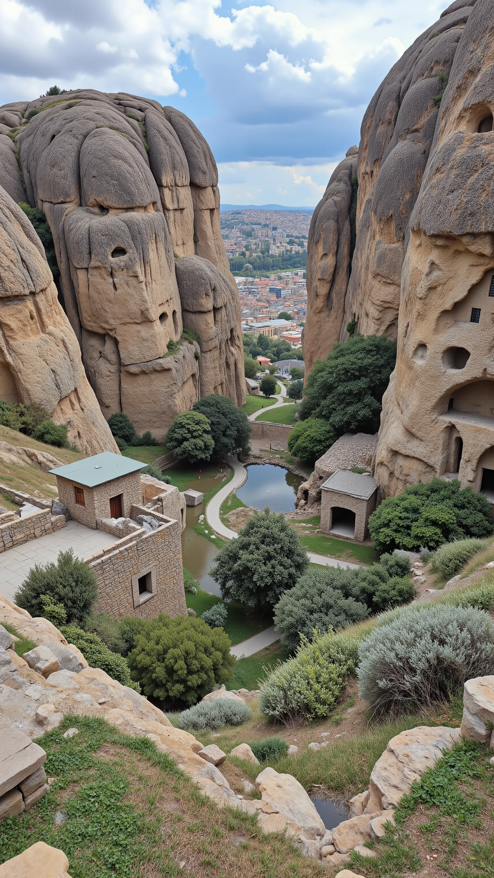 highdefinition image、Türkiye、Anatolian Plateau 、Ancient Roman Era、Built by carving out huge rocks「Uchihisar Citadel」Uchihisar has a quiet cityscape centered around、{x} is home to some of the best luxury hotels in Cappadocia and has beautiful scenery