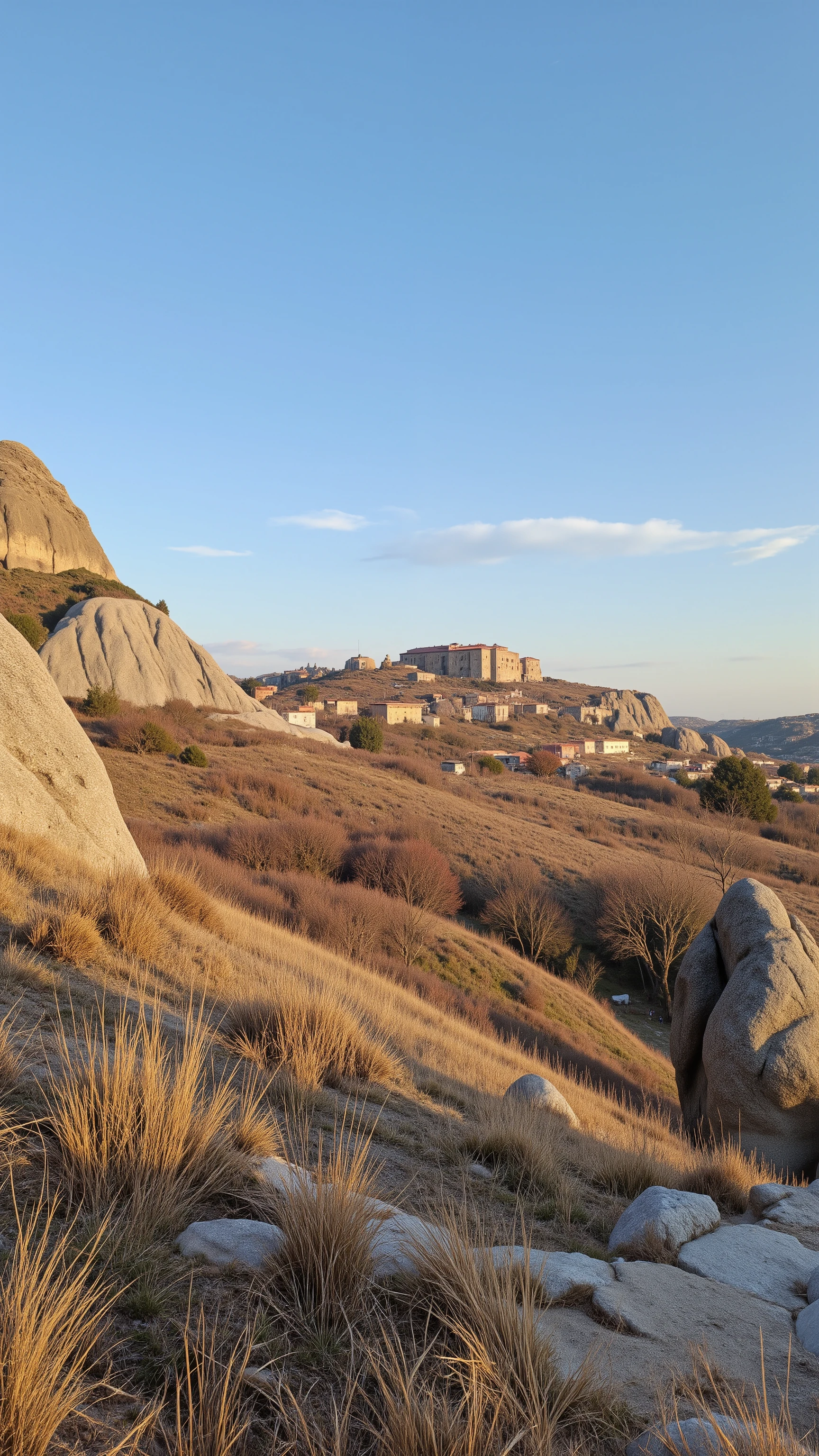 highdefinition image、Türkiye、Anatolian Plateau 冬景色、Ancient Roman Era、Built by carving out huge rocks「Uchihisar Citadel」Uchihisar has a quiet cityscape centered around、{x} is home to some of the best luxury hotels in Cappadocia and has beautiful scenery