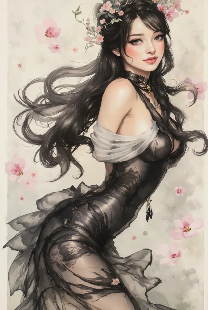 movie portrait photography, 1girl, 13 years old,correct body structure, perfect body, fair skin, pretty face, detailed face, blush, face, maid hair ornament, charming body, slim, wide ????, thin waist, high fork gymnastic suit, black bra, black lace panties, busty & deep, black pantyhose, long legs, ????????, stockings, thigh stockings, standing on bench with full body photo, leg focus, fair skin with ???? shoulder length, serenity, calm, (realistic details, Natural skin texture, realistic facial details), soft dramatic lighting, fine details, surrealism, 35mm film, 16k, peony, rose, cherry blossom, rainforest, lots of flowers, juice:1.3), open thighs