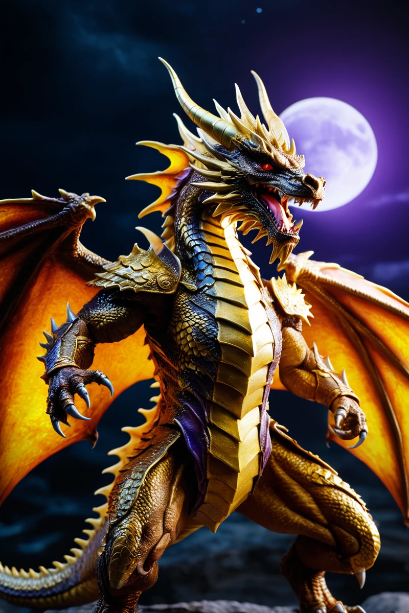 <lora:colouredglazecd_xl-000006:0.6>, colorful theme, (see-through :1.3, transparent:1.3), colouredglazecd_xl, black & yellow, industrial, heavy duty, modular, a purple fire dragon in a dungeon, badass, action pose, detailed background, Dungeons and Dragons,