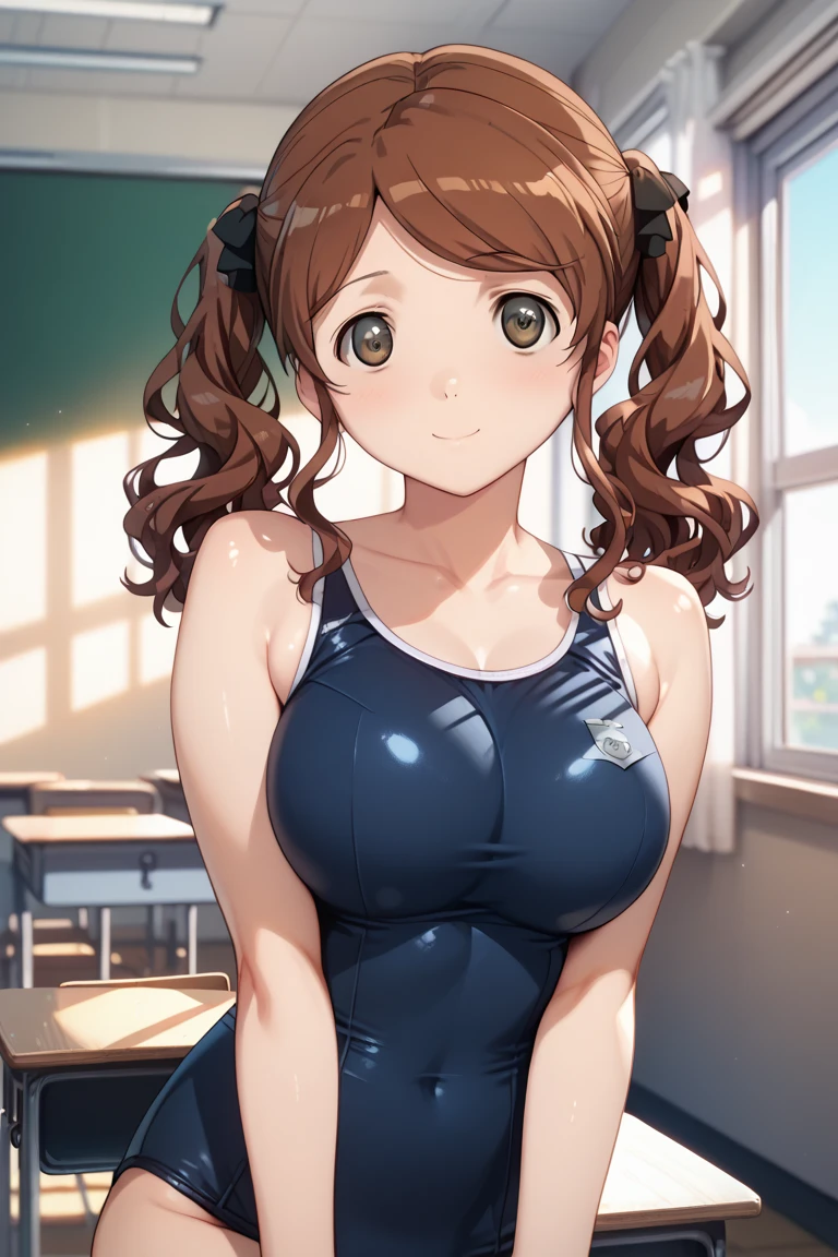<lora:yuusaki_riko_v1_madoka:0.65> aariko, short hair, brown eyes, school swimsuit, busty