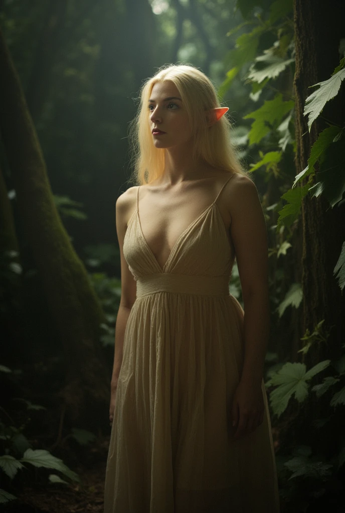candid full grain, close up photo of summer forest, 24mm, 4k textures, soft cinematic light, intricate, elegant, highly detailed, sharp focus, cinematic look, soothing tones, intricate details natfran wearing beautiful detailed dress, covered breasts, panties showing, seduction, seductive look, dynamic poses,<lora:NatalieFrancis-v20M:1>