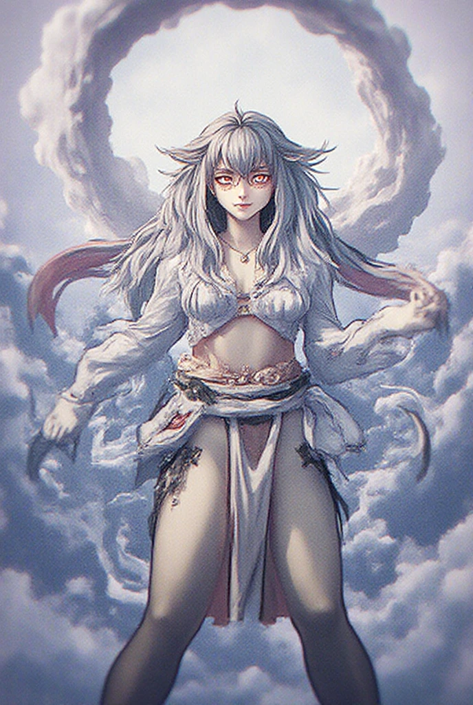 <lora:Espada_style:1> espada, skull, bone mask, half mask, (wing hair ornament:1.2),, ultra detailed, masterpiece, best quality, aesthetic, detailed,, serious, 1girl, (white eyes:1.1), (grey eyes:1.3), white hair, very long hair, parted hair, parted bangs, <lora:parted_hair_v1.3:1.3>, medium breasts,