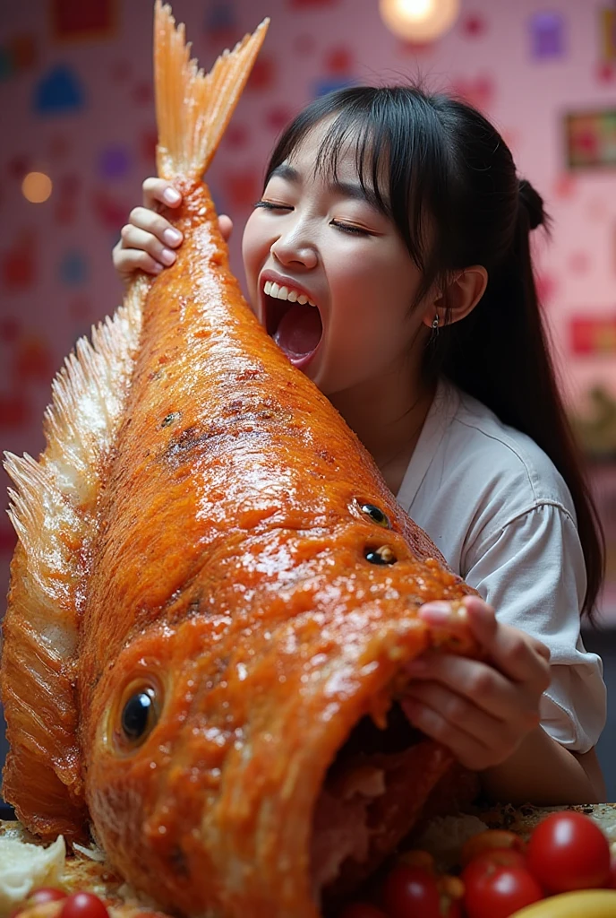 (best quality:1.2), masterpiece, Realistic, Ultra-high resolution, (((a beautiful Japanese idol 12 years old woman:1.2))), ((Gaunt:1.3)), (((Very flat chest:1.4))), ((Baby Face)), ((arms up)), (show me your armpit:1.2), (((She has condensed milk poured all over her body))), completely :1.4, ((Armpits are wet and shiny with sweat)), She has skin that sweats easily Soaking wet, Sweaty, ((I can see my pores:1.5)), ((Painful expression)), (((Put a very long sausage in her mouth:1.3))), ( chamber, prison:1.5)