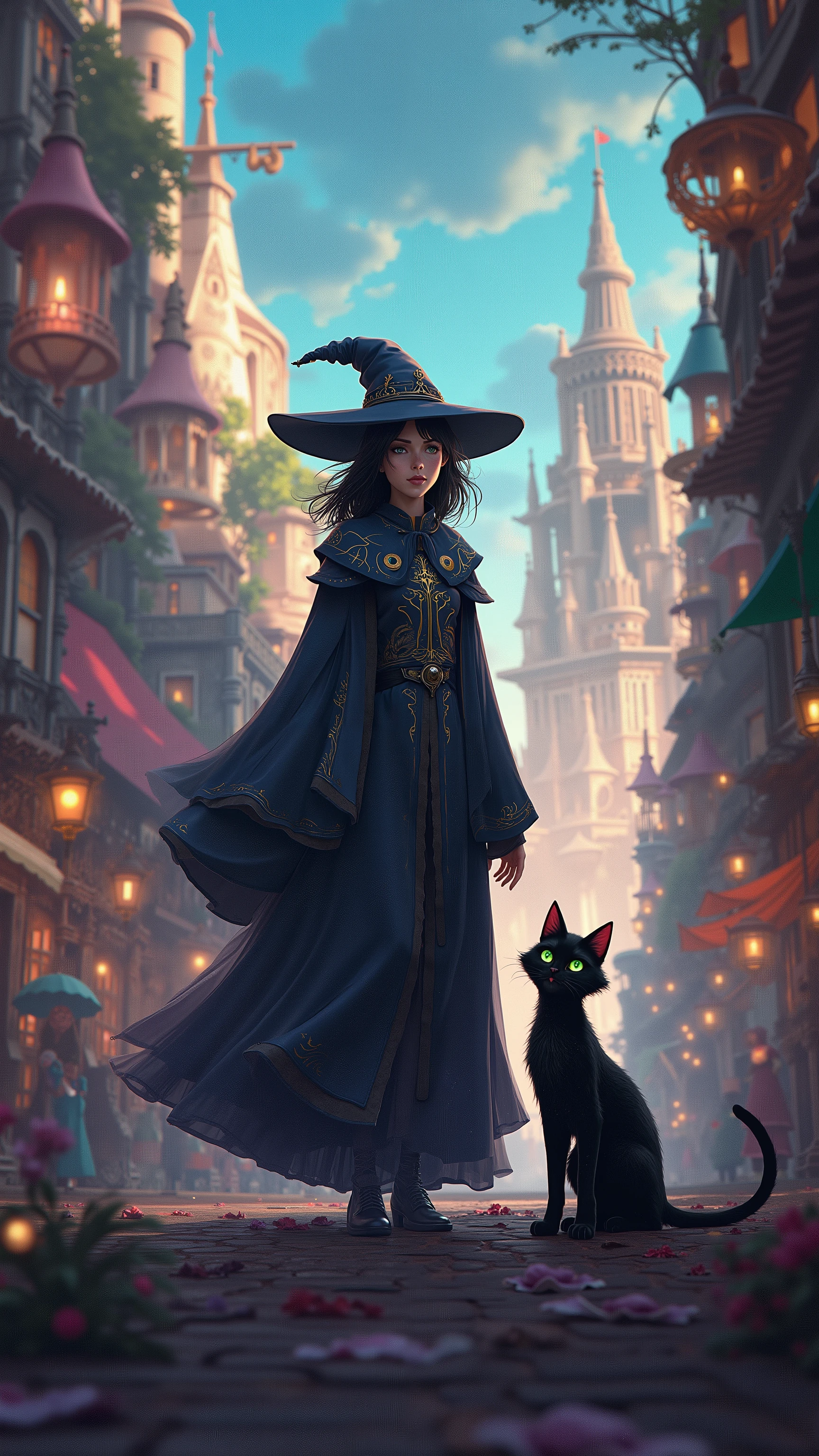 highdefinition image、Witch's Journey、Along with me, the black cat girl、arrived in a colorful city