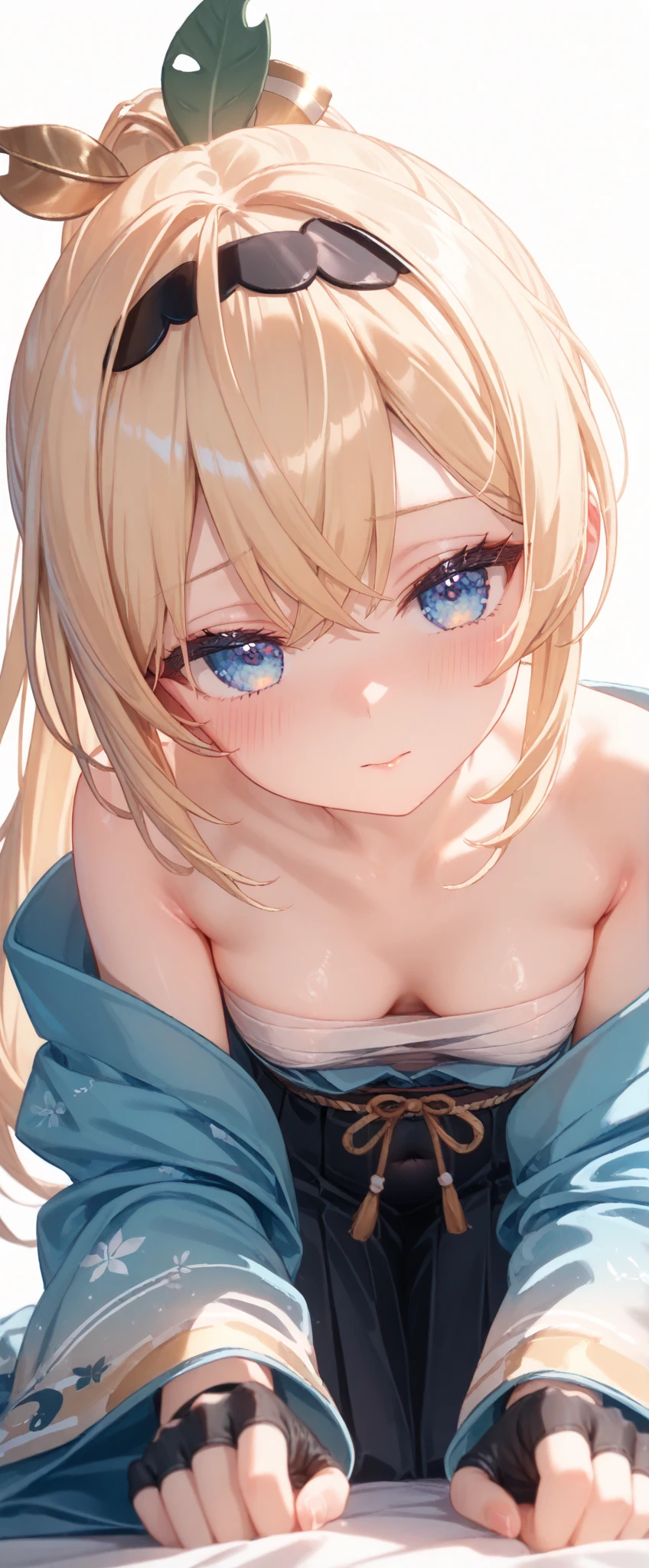 smile, open mouth , sky bule bikini, dooble on the body, on the beach, nsfw