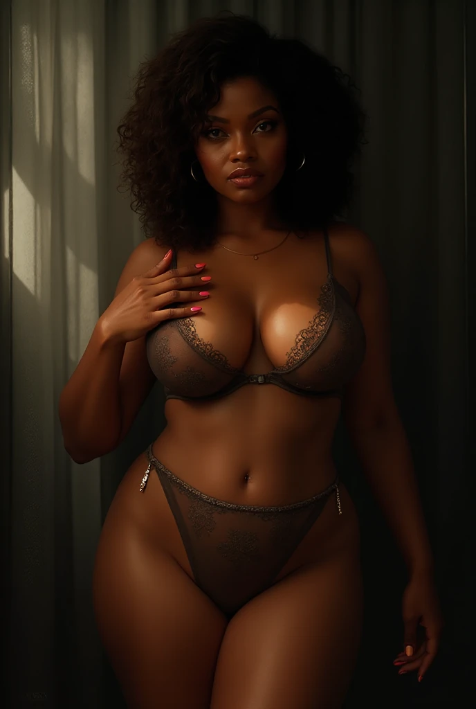 QUEEN, , BBW, photo vintage, visage feminin parfait, , tache de rousseur, 1887, big huge breasts : 66H,FRONT VIEW, Rembrandt LIGHT , EXTREME LONG V-NECK, BIG CLEAVAGE, BEAUTIFUL EYES, BEAUTIFUL HANDS, LIGHT SMILES, PERFECT FACE, CASTLE BACKGROUND, QUEEN, NECKLACE, RING, JEWELERY RICH, SFW, FULL BODY, COLORFUL, ( EBONY SKIN TONE) AFRICAN, ROYAL BOUDOIR, MORNING LIGHT, ROYAL CROWN, BLUE LINGERIE, VERY LONG AFRO HAIR
