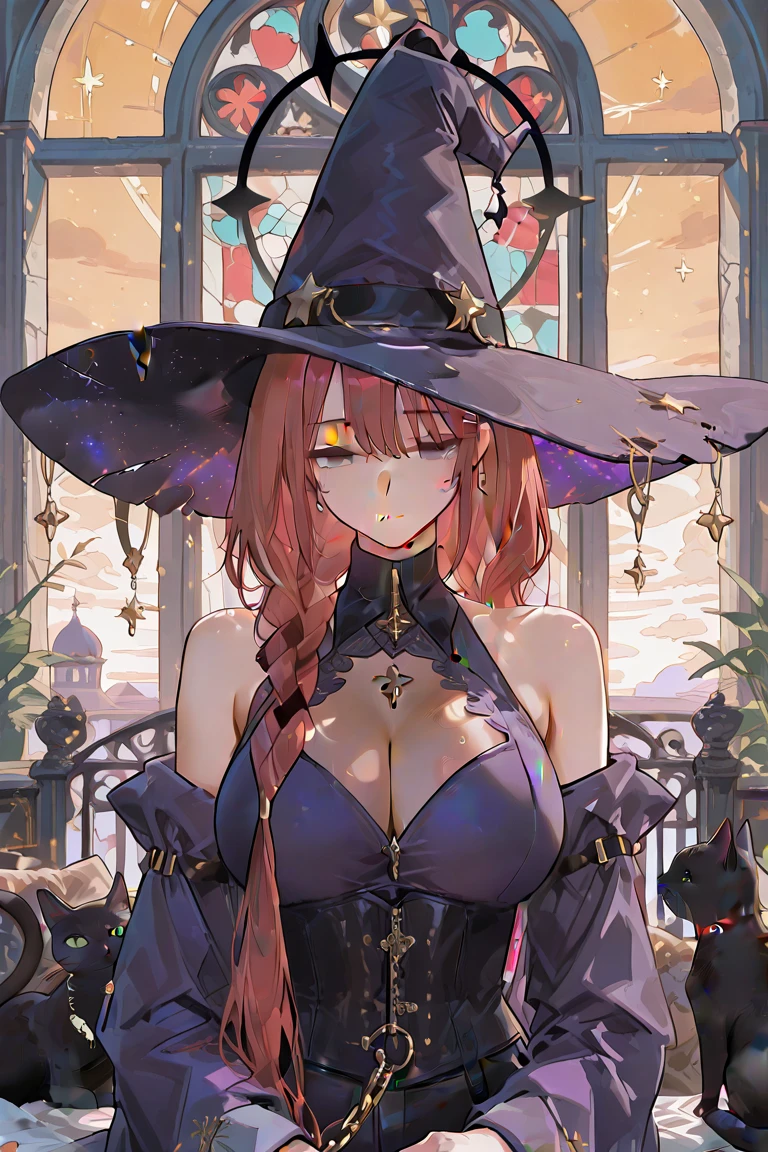 masterpiece,extremely detailed CG unity 8k wallpaper, best quality,32k,focus sharp,
1girl,dcSorc,witch hat, strapless dress, detached sleeves,outdor,fantasy town,top of a building,night,torch,moon,stars
<lora:more_details:0.5> <lora:dcsorceress-nvwls-v1:1>
