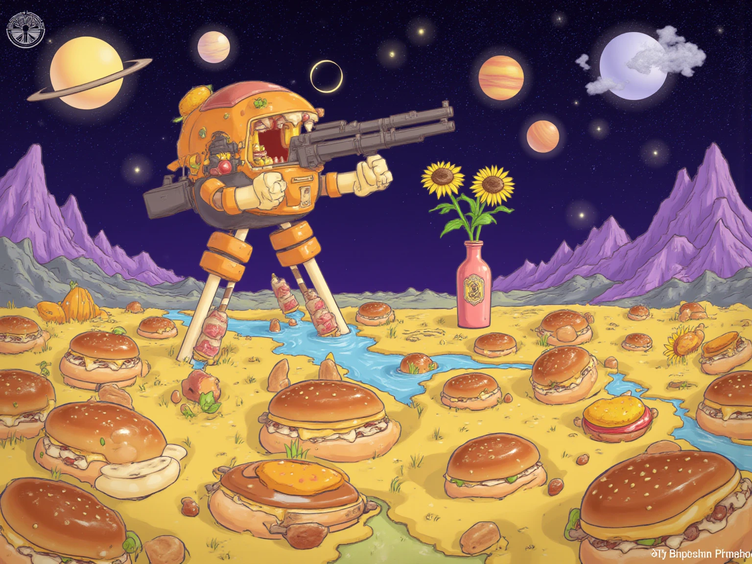 <lora:4xoltl-04:0.75> 4xolotl, axolotl, wearing astronaut outfit, struggling and dragging a giant clear plastic bag filled with french fries, happy