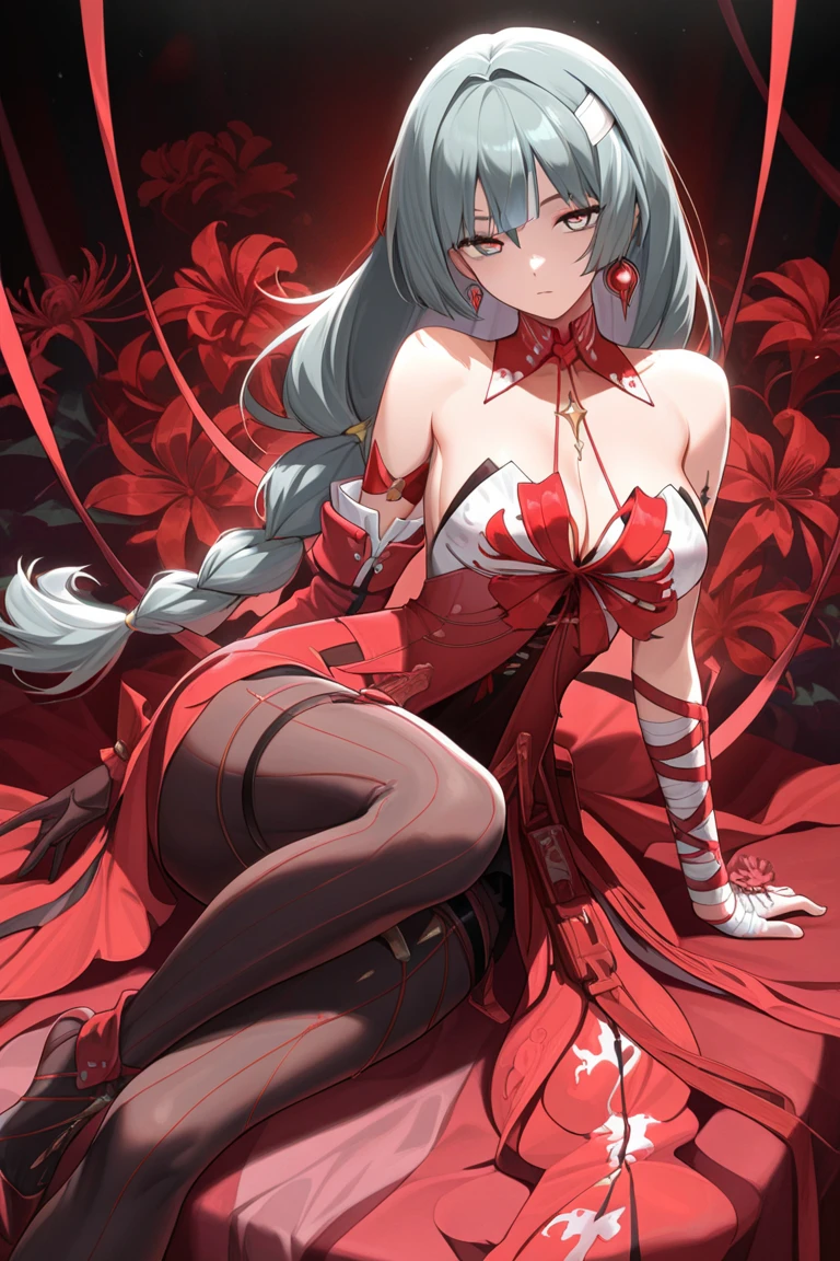 (best quality, 8K, high resolution, masterpiece:1.2), Digital Artwork, A girl, Delicate face, Exquisite eyes, (purple Hair:1.4),(Long and straight hair, Glowing red eyes, glow lips, Suspenders, Fantasy Landscape, Vibrant colors, (forest background), falling leaves, Soft Light, Whimsical atmosphere, floating long dress, (elf ears),fine details, Ethereal Background, Dreamy aura,、large breasts(0.9),Deep cleavage,red dressred dress(best quality, 8K, high resolution, masterpiece:1.2), (best quality, 8K, high resolution, masterpiece:1.2),(best quality, 8 K, high resolution, masterpiece:1.2),(best quality, 8K, high resolution, masterpiece:1.2),(best quality, 8K, high resolution, masterpiece:1.2),(best quality, 8K, high resolution, masterpiece:1.2),