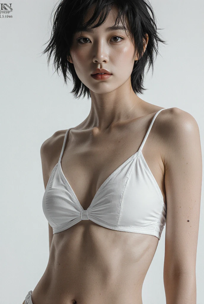 (Small Tits), (Age 25), (very small head), dawn, sunlight, (Perfect body:1.1), (8k), (Very delicate and beautiful), (Highest quality:1.0), (Realistic), Realistic Shadows, (High resolution:1.0), Detailed skin, Very detailed, the body is slim, (Beautiful Hair, Real Hair, Thinning hair), blush, Realistic, Realistic Face, Realistic eyes, Small eyes, smile, (eyeliner), (mascara), (eye shadow), whole body、Open leg pose、Nipples、naked、Thick pubic hair、ponytail、The background is a white wall、smile