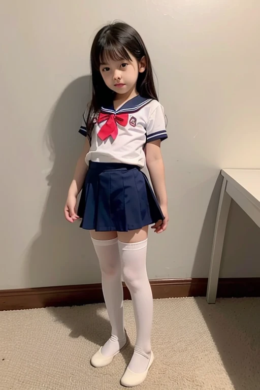 Japanese,Beautiful 6 years old,Baby Face、Upper body image、Ultra-flat chest:1.85、Ultra short height、An innocent smile、Flat Chestのクローズアップ、Flat Chest:1.85、cute,Primary school students,clavicle、Primary school studentsの私服、Summer clothes、So small and so young、On the bed:1.85、She has her arms open wide waiting for a hug:1.85、Big frilly ribbon:1.85、Strong motherhood、Ultra-flat chestの乳首:1.85