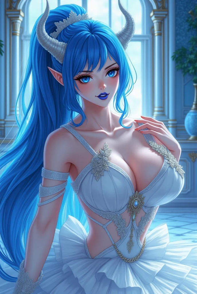 blue slimes, <lora:slimes_realistic-1:1>, photorealistic painting portrait of ((stunningly attractive)) bride ((at alter)) outside, ((perfect feminine face)), ((beautiful breasts)), (+long wavy hair), intricate, 8k, highly detailed, volumetric lighting, digital painting, intense, sharp focus, art by artgerm and rutkowski and alphonse mucha, cgsociety