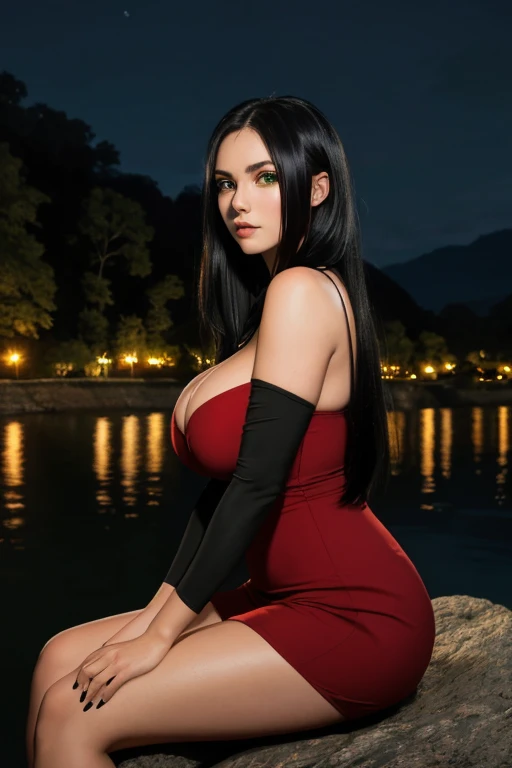 (ultra realistic,32k, masterpiece:1.2),(high detailed skin:1.1),( high quality:1.1),
<lora:pochA-V2:0.8>black hair, long hair, tanned skin, envy, black shirt, long sleeves, black skirt, white thighhighs,lakeside, peaceful shoreline, towering trees, idyllic setting, blurry background,,,(looking at viewer, squatting:1.1),, (huge breast,large breast:1.1),<lora:add_detail:0.97>,
(moody lighting:1.1),