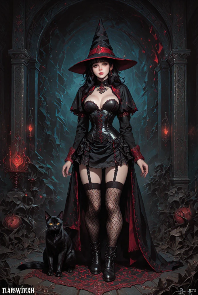 A group of 5 gothic sorceresses, blonde, redhead, brunette, ultra-sexy, a wolf at their feet, a ruined castle, mist, best quality, 4k, 8k, highres, masterpiece:1.2, ultra-detailed, realistic, photorealistic, photo-realistic:1.37, HDR, UHD, studio lighting, ultra-fine painting, sharp focus, physically-based rendering, extreme detail description, professional, vivid colors, bokeh, dark fantasy, horror, atmospheric, dramatic lighting