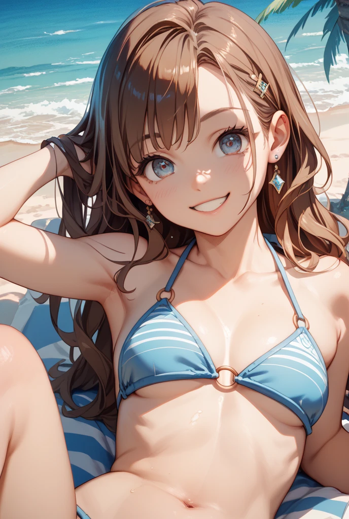 High resolution,
One beautiful young woman,
(soft saturation: 1.3), (fair skin: 1.2),
(ultra-detailed background, detailed background), bokeh,
Portrait of smiling girl breaking. When viewed from the front, the composition is symmetrical.
Look straight at you with serious eyes and break
yellow swimsuit, yellow bikini, middle breast,
outdoor, sea surface, sky, sunshine, summer beach, sand,
strong light, front light,
(Teenager: 1.3), (Cowboy Shot: 1.2), Break
angle from the front,
Look at the viewer,
Dynamic Pose,
Sitting on the beach
Wakame, wakame, wakame, wakame, wakame, wakame, wakame,