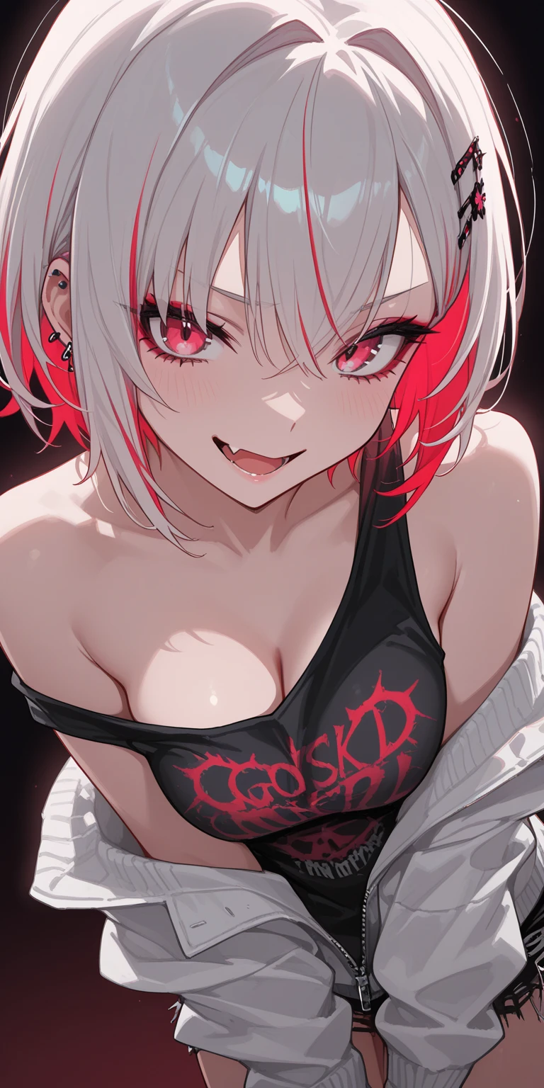 1girl, W \(arknights\), arknights \\\\\ masterpiece, best quality, very aesthetic, absurdres, newest \\\\\\ slim body,///// ,by nyantcha,cutesexyrobutts , by khyle,,////// ,,solo,, , ,,detailed face, , ,, , , , , beautiful face, (white background:1.2), , sexy, , orange eyes, , , rating:nsfw,,big tits,), in the center of the frame,,short hair, ,lingerie garter belt,, black openwork bra, wears a lab coat, hands in pockets stockings,